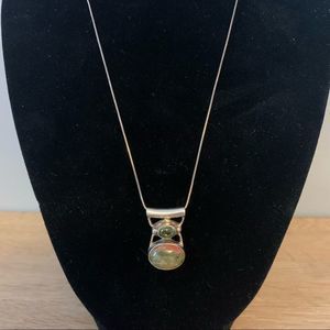 Sajen Jasper and Peridot Sterling Pendant on Sterling Italy 18 inch Box Chain